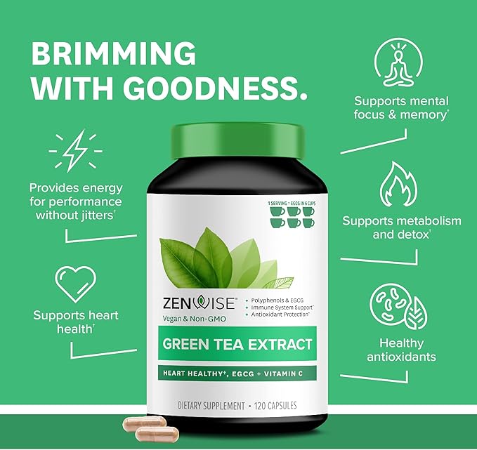 Zenwise Health Energy &amp Mobility Boost Bundle - Joint Support + Green Tea Extract - Features MSM Glucosamine &amp Chondroitin for Extra Strength Relief - Plus Vitamin C - Immune &amp Metabolism