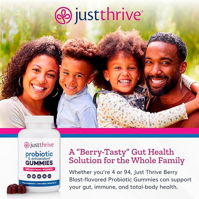 Just Thrive Probiotic Gummies - Kids Men and Womens Probiotic - for Digestive and Overall Health 90 Count