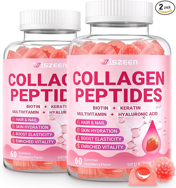 Collagen Gummies for Women Sugar-Free Hydrolyzed Collagen Gummy with Type I II III V X Collagen Peptides Biotin Hyaluronic Acid &amp MultiVitamins Promote Skin/Hair/Nail/Bones 120 Cts