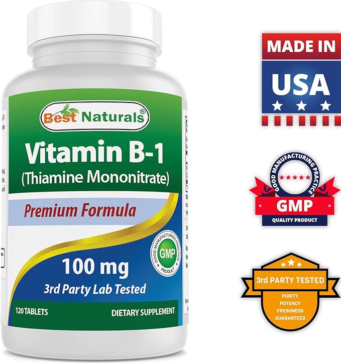 Best Naturals Vitamin B1 as Thiamine Mononitrate 100 mg &amp Vitamin B12 6000 mcg