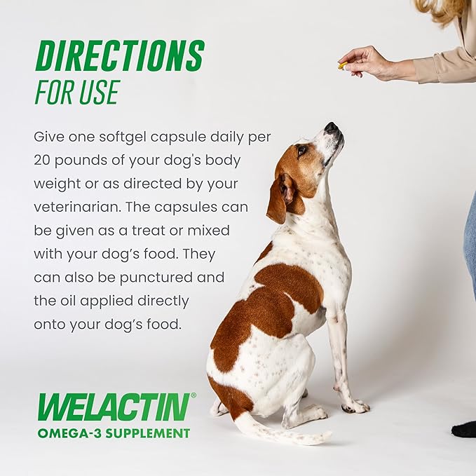 Nutramax Welactin Canine Softgels Omega 3 Supplement for Dogs Softgels 120 Count (Pack of 3)