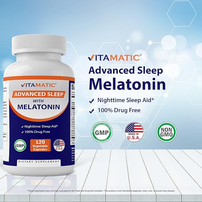 Vitamatic Melatonin 30mg Made with B6 Magnesium L-Theanine L-Tryptophan 5-HTP GABA Valerian Chamomile Passion Flower Ashwagandha &amp Black Pepper