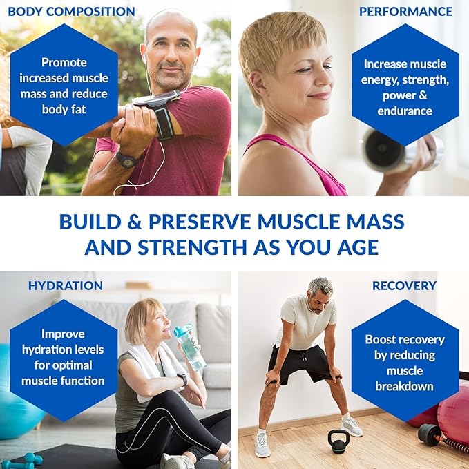 BioTrust Ageless Muscle Builder - Creatine HMB Powder with Vitamin D3 &amp Betaine - Build &amp Preserve Naturally Declining Muscle Mass &amp Strength - Fruit Punch 60 Servings
