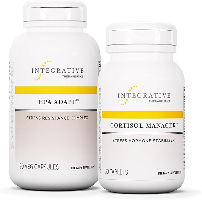 Integrative Therapeutics Bundle with Cortisol Manager 30 Tablets - Stress Support Supplement with Ashwagandha* - &amp HPA Adapt 120 Vegan Capsules - Support a Healthy Stress Response wit