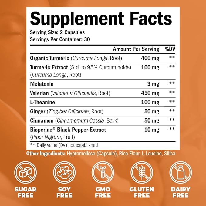 Mens Multivitamins + Turmeric Melatonin Valerian Bundle for Joint Support and Discomfort Relief Immune Health &amp Inflammatory Response
