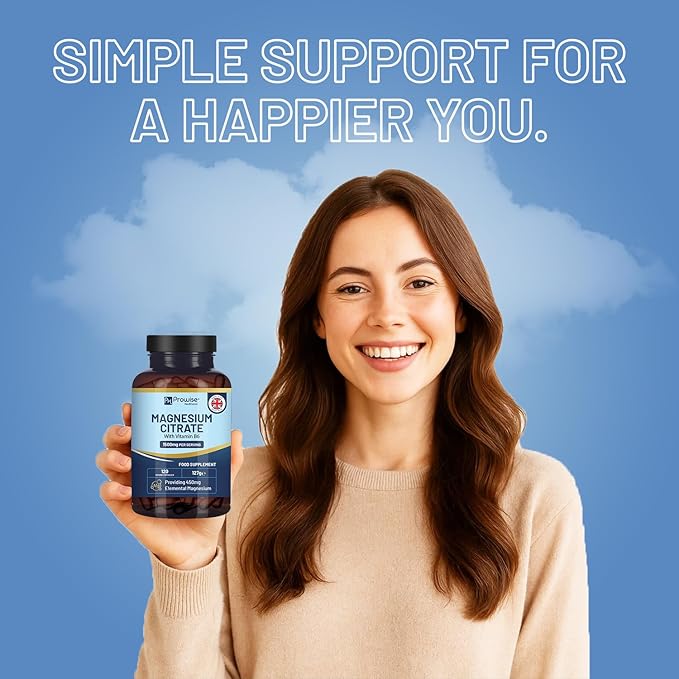 Magnesium Citrate Capsules 1500mg with Vitamin B6 | 120 Vegan Capsules | 450mg Elemental Mg | Capsule not Tablets | Made in UK by Prowise