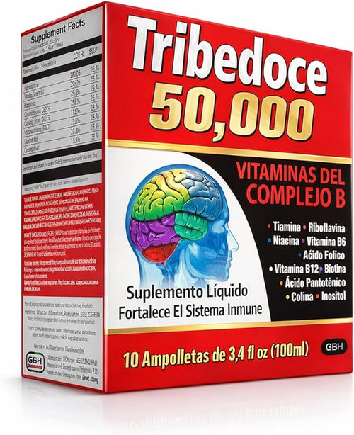50000 - Vitamin B Complex Liquid Supplement Immune Support Non-GMO 10 Ampoules (3.4 fl oz / 100 ml)