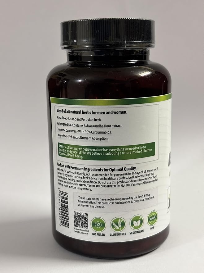 Maca Root Ashwagandha Root Extract Capsules for Men &amp Women with Turmeric Curcumin and Bioperine 120 Capsules Made in USA