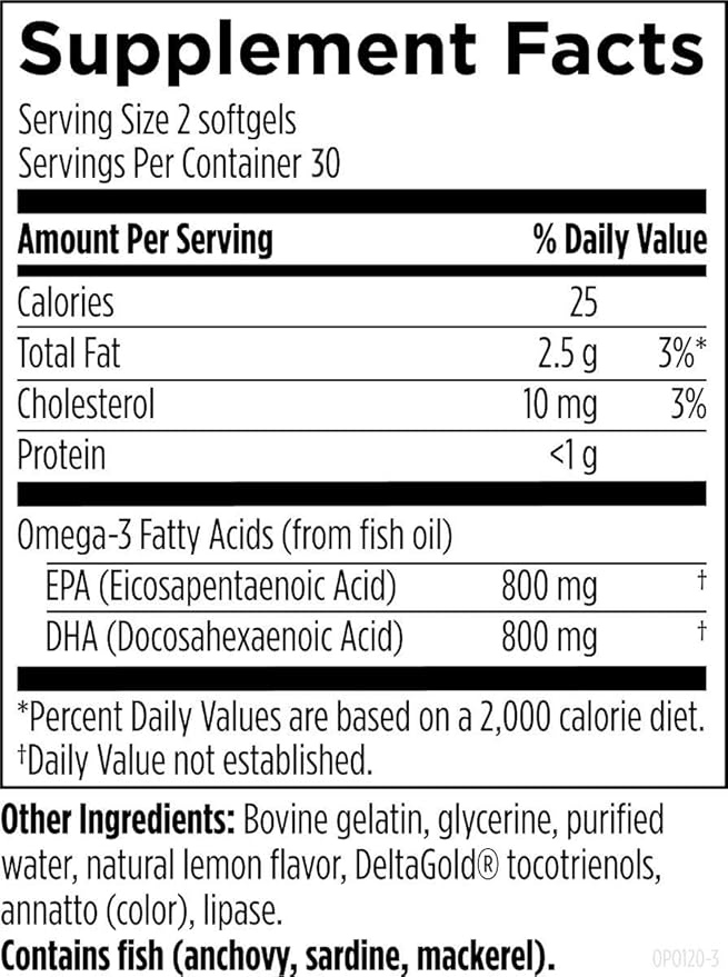 Designs for Health OmegAvail Hi-Po - TG (Triglyceride) Omega-3 Fish Oil Supplement 1600mg EPA/DHA per Serving with Lemon + Vitamin E to Minimize Fishy Taste (60 Softgels)