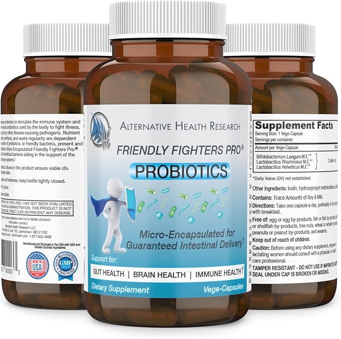 Friendly Fighters Pro® Probiotic | 3 Month Supply | Men &amp Women | Digestive &amp Immune Health* | Healthy Inflammation* &amp Allergy Relief* | Micro-Encapsulated for Guaranteed Delivery | Safe D
