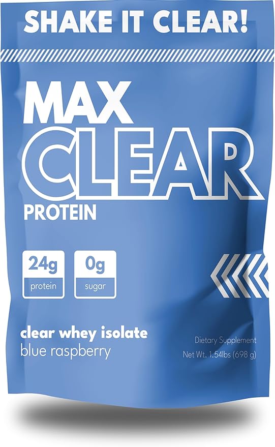 Max Clear Protein | 24g Protein | Clear Whey Isolate | Promotes Muscle Growth Strength and Recovery (Blue Raspberry)