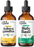 Wild &amp Organic Ashwagandha Tincture 4 fl oz &amp Holy Basil Tincture 4 fl oz