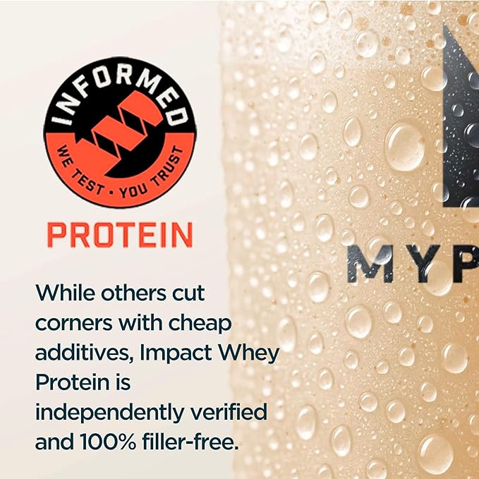 Myprotein Impact Whey Protein Powder 5.5 Lbs (75 Servings) Unflavored 22g Protein &amp 5g BCAA Per Serving Protein Shake for Superior Performance Muscle Strength &amp Recovery Gluten Free