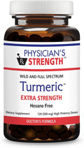 Physician's Strength Turmeric Extra Strength - 120 Softgels - Wild Raw Whole Food Turmeric Extract - Hexane Free - 60 Servings