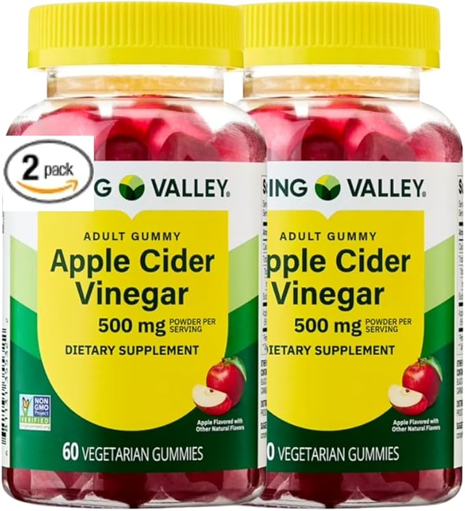 Apple Cider Vinegar Vegetarian Gummies 500 mg 60 Count (Pack of 2)