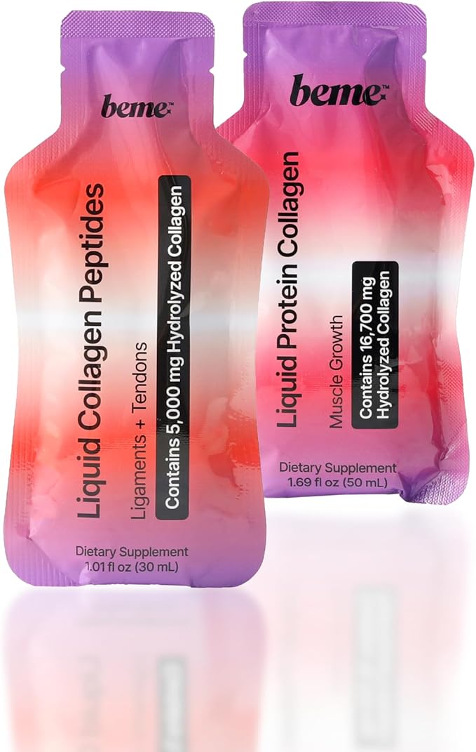 BeMe Performance Recovery Duo – Liquid Protein Shots for Muscle Support + 5000mg TENDOFORTE Collagen for Tendon &amp Ligament Health – 30 Liquid Sachets for Athletes