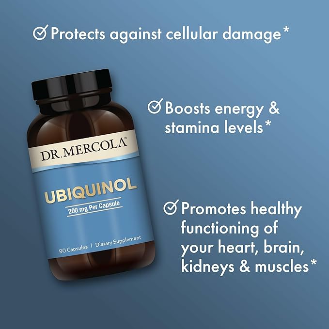 Dr. Mercola Ubiquinol - 200 mg Ubiquinol - Supports Energy Production - Antioxidant Supplement - Non-GMO Gluten-Free &amp Soy-Free - 90 Capsules (90 Servings)