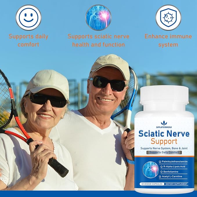 Sciatic Nerve Support Supplement Advanced Sciatic Nerve Support Formula with Pea Alpha Lipoic Acid Benfotiamine 60 Capsules
