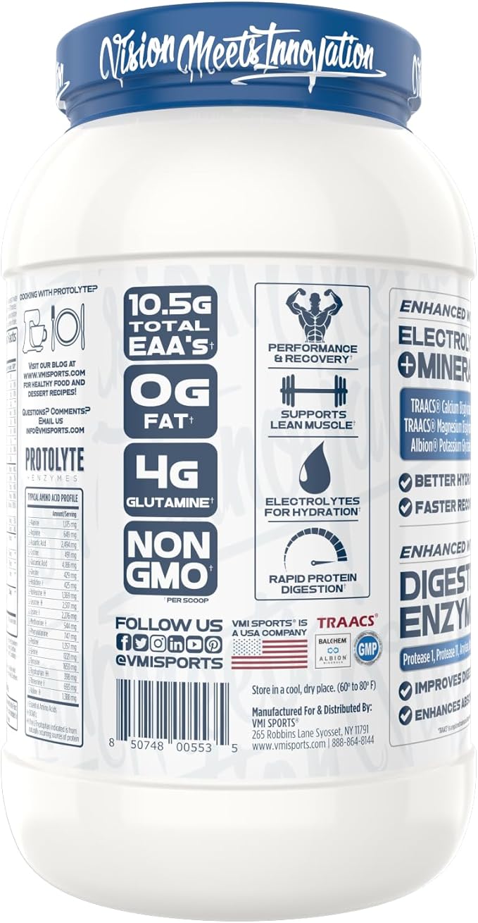 VMI Sports | ProtoLyte Whey Isolate Protein Powder | Low Calorie Whey for Weight Loss and Muscle Gain | Digestive Enzymes | Non-GMO (1.6 lb Strawberry)