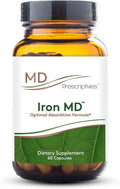 MD Prescriptives Iron MD Capsules - Daily Iron Supplement for Women &amp Men with Vitamin C Vitamin B12 &amp Folic Acid - Optimal Absorption Formula - 60 Veg Capsules