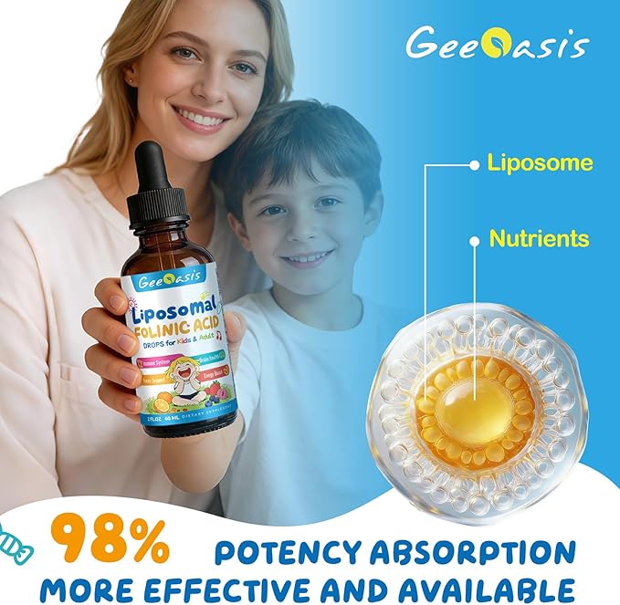 Liquid Folinic Acid &amp Methylfolate Drops for Kids Folic Acid Supplement with Methylated B12 for Women with Zinc Citrate Vitamin B6 &amp C Support for Brain Focus &amp Cellular Health MTHF