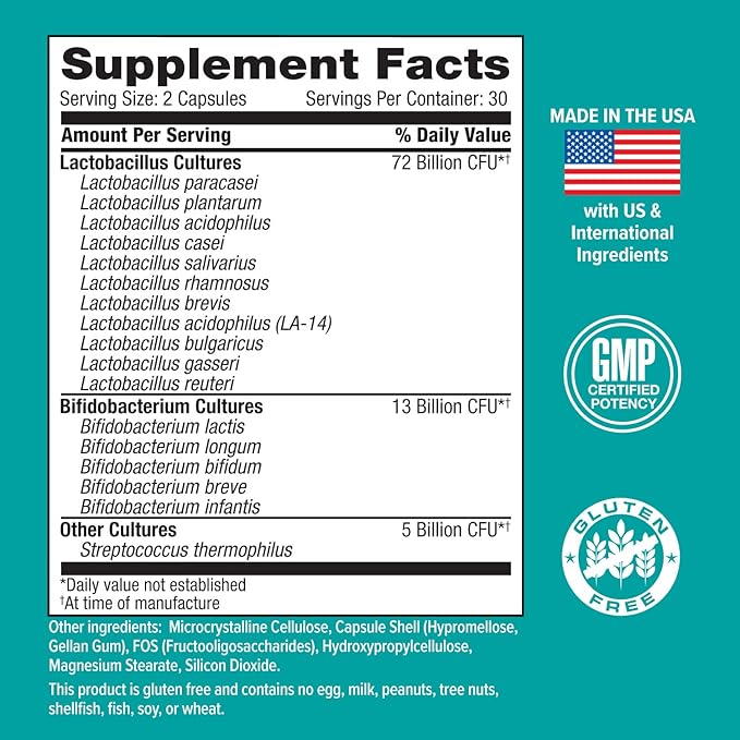 Hi-Health Chime Probiotic for Women 90 Billion with Prebiotic Guaranteed Potency 17 Strains 60 Capsules