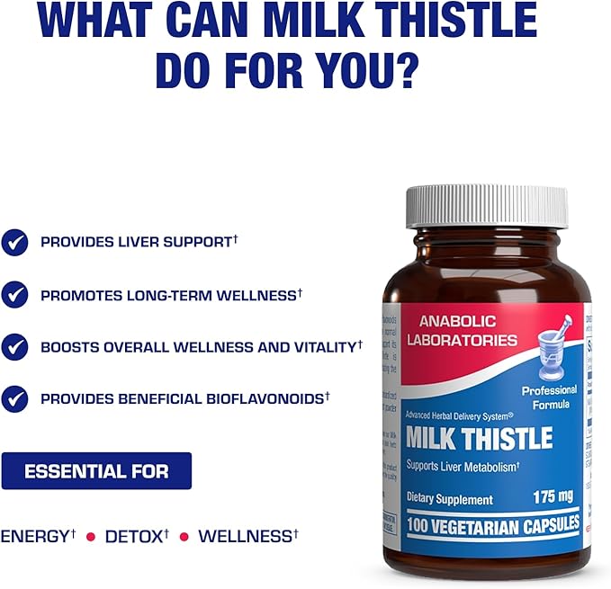 Silymarin Milk Thistle Extract Capsules - Clinical Milk Thistle Liver Supplements for Women &amp Men with Standardized 80% Silymarin for Liver Cleanse Detox Support - Vegan Made in the USA - 100 Serv