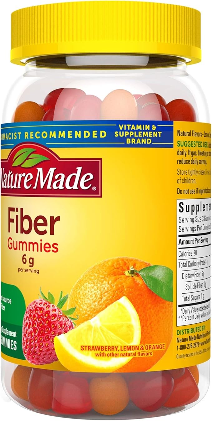 Nature Made Fiber 6 g Dietary Supplement for Digestive Health Support 90 Fiber Gummies 30 Day Supply
