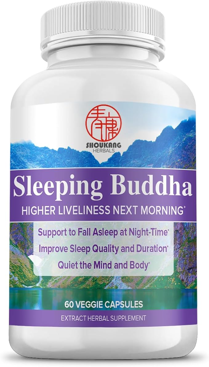 Herbal Chinese Medicine Supplements for Sleep Quality and Duration Sleeping Buddha HERBALS Quiet The Mind and Body 60 Capsules
