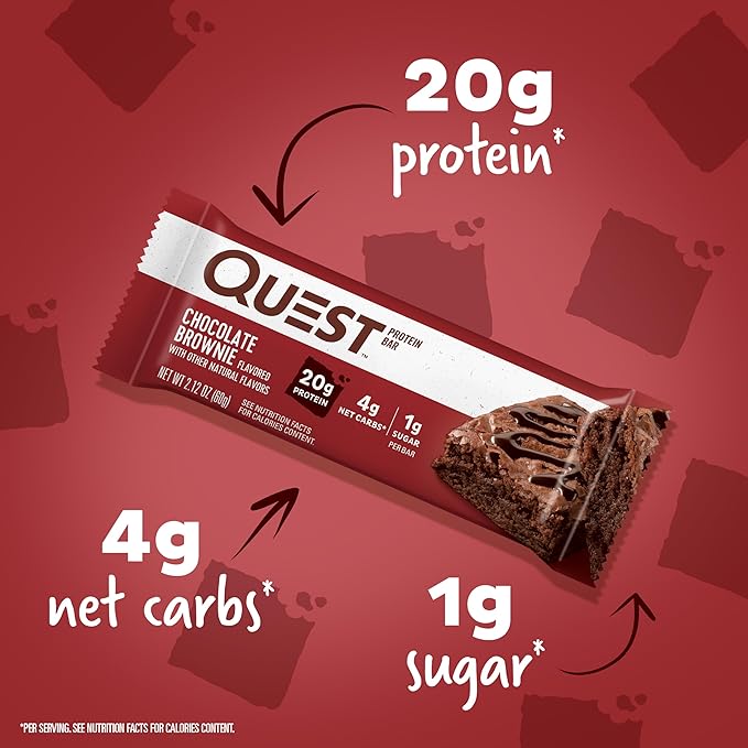 Quest Chocolate Brownie Protein Bars &amp Peanut Butter Chocolate Chip Protein Cookie Bundle High Protein Low Carb Gluten Free Keto Friendly 12 Count &amp 24.5 Oz
