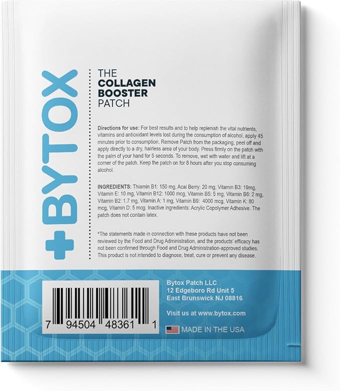 Bytox Collagen Patches for Women &amp Men | 5 Active Ingredients to Support Firmer Smoother &amp Hydrated-Looking Skin | Lactose Gluten Sugar &amp Latex-Free | Made in the USA (Pack of 30)