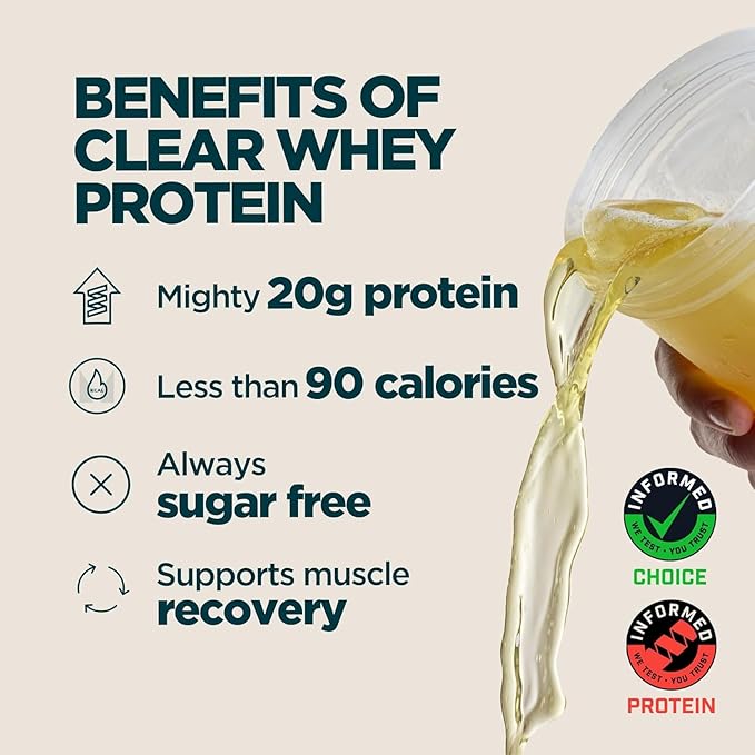 Myprotein Clear Whey Isolate Protein Powder 20 Servings (1.1lbs) Lemon Ice Tea 20g Protein per Serving Naturally Flavored Drink Mix Daily Protein Intake for Superior Performance