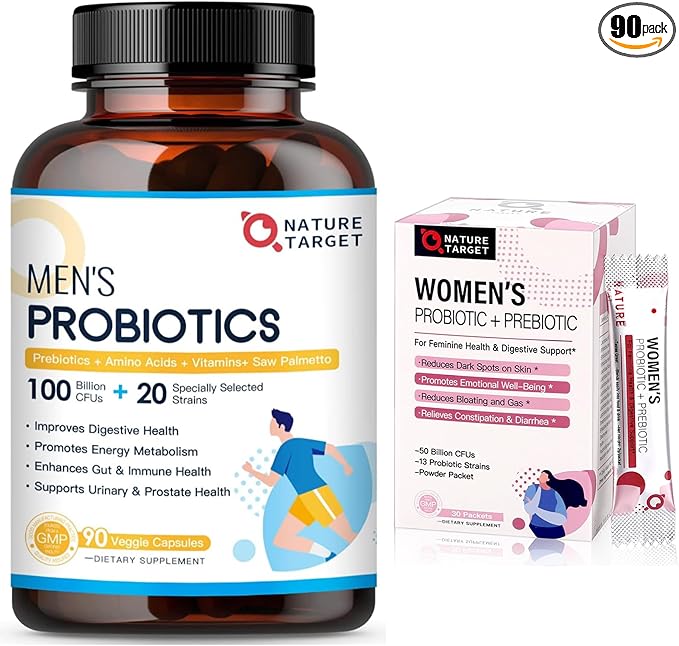 NATURE TARGET Probiotics for Men 100 Billion CFUs Probiotics for Women Powder