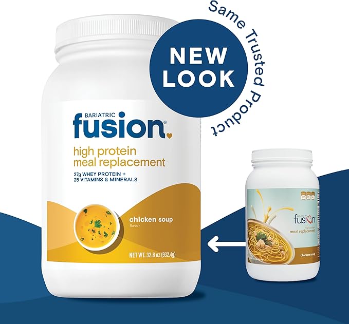 Bariatric Fusion Chicken Soup Meal Replacement 27g Protein Powder 21 Serving Tub for Bariatric Surgery Patients Including Gastric Bypass and Sleeve Gastrectomy - No Gluten Aspartame or Sugar