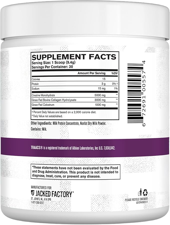Jacked Factory Creatine for Women - Creatine Monohydrate with Collagen + Colostrum to Support Workout Performance Lean Muscle Growth Healthy Hair Skin &amp Nails - 30 Servings Watermelon
