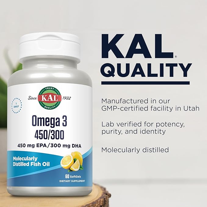 KAL 450/300 1280 Mg Omega 3 Lemon 60 Count