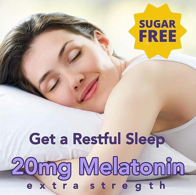 Sleep Gummies 20mg Melatonin | May Help Falling Asleep Faster &amp Staying Asleep Longer | with GABA Valerian Lemon Balm and Melatonin | Sugar Free Vegan 60 ct