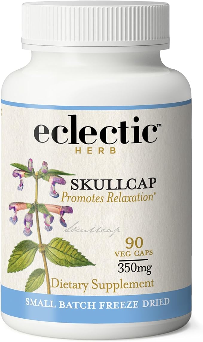 Eclectic Institute Raw Fresh Freeze-Dried Non-GMO Skullcap | Nervous System Support | 90 CT (350 mg)