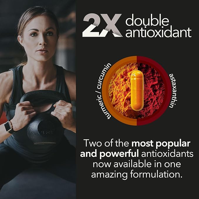 Organic Body &amp Mind Supplement: Astaxanthin with Turmeric Curcumin Antioxidant Powerhouse and Organic Mushroom Nootropic Adaptogen for Calming Focus
