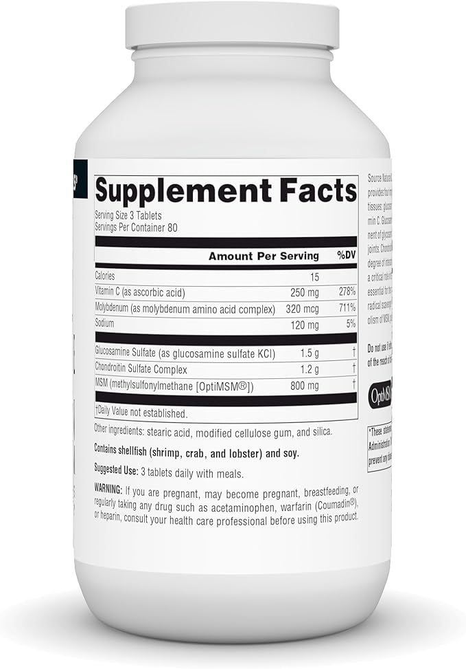 Source Naturals Glucosamine Chondroitin Complex with MSM Promotes Healthy Joints and Connective Tossues* - 240 Tablets
