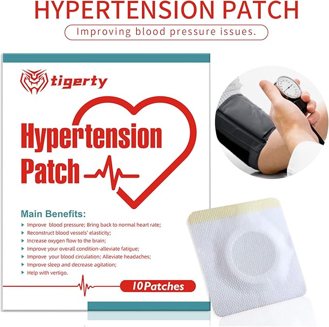 tigerty Herbal Transdermal Hypertension Patches Lowers Blood Pressure 10 Patches 100% Natural Improvement Sleep Relief Headaches