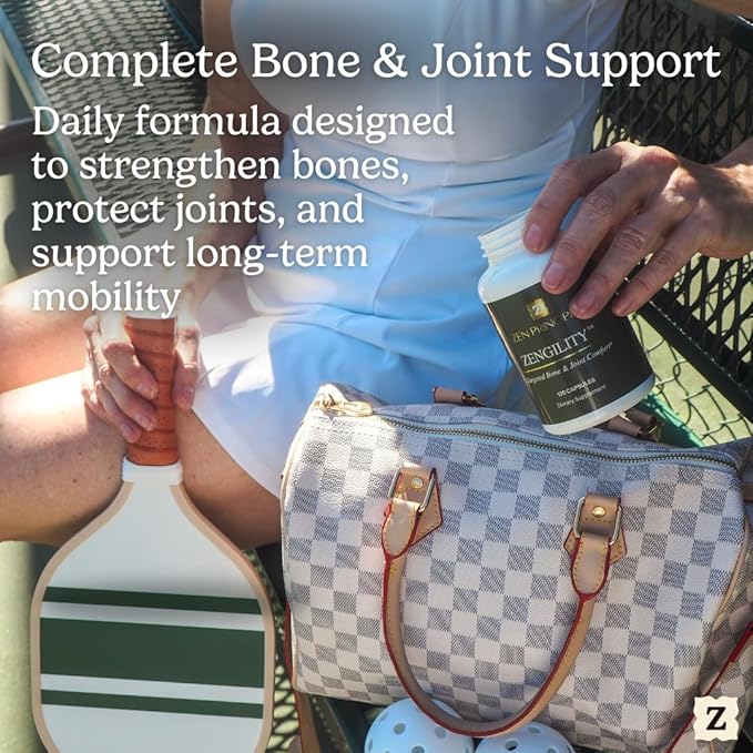 Zen Principle Zengility™ Joint Support &amp Bone Strength Supplement – Fast-Acting Relief with Glucosamine MSM Plant Calcium Vitamin K2 &amp D3. Vegan Formula for Mobility &amp Comfort. 120 Caps