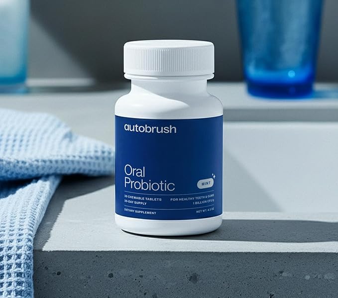 autobrush Adults Oral-Care Slow Dissolve Probiotic Tablets | Dental Supplements | Healthier Teeth and Gums | Balanced Mouth Biome| 30 Count (Mint Flavor)