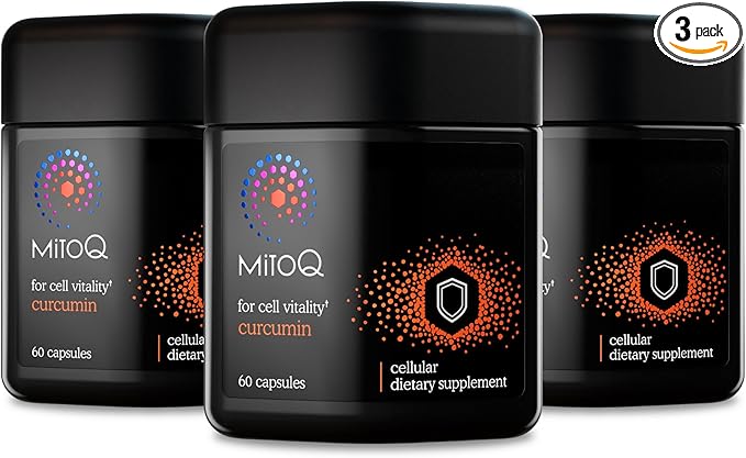 MitoQ Curcumin Advanced CoQ10 Antioxidant - Contains Mitoquinol Mesylate &amp Super Bioavailable Longvida Curcumin Turmeric - Supports Immunity Digestive Health &amp Cell Vitality (180 Capsules)
