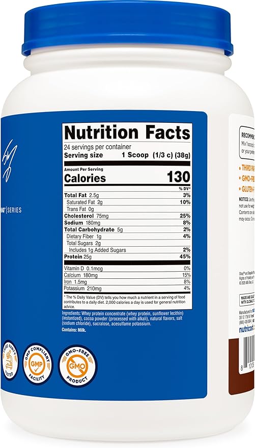 Nutricost Whey Protein Concentrate Powder (Shaq's Double Double Chocolate) 2LBS - 25g Protein GMO-Free Gluten-Free