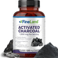 FineLand Activated Charcoal 1300mg - Advanced Digestive Detox Cleanse Helps with Gas and Bloating Circulation &amp Cholesteroal Support - Made in USA 120 Vegan Pills