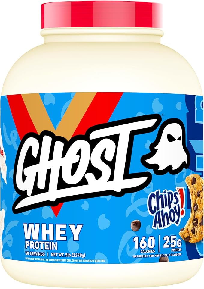 GHOST Whey Protein Powder Chips Ahoy! - 5LB 25G of Protein - Chocolate Chip Cookie Flavored Isolate Concentrate &amp Hydrolyzed Whey Protein Blend