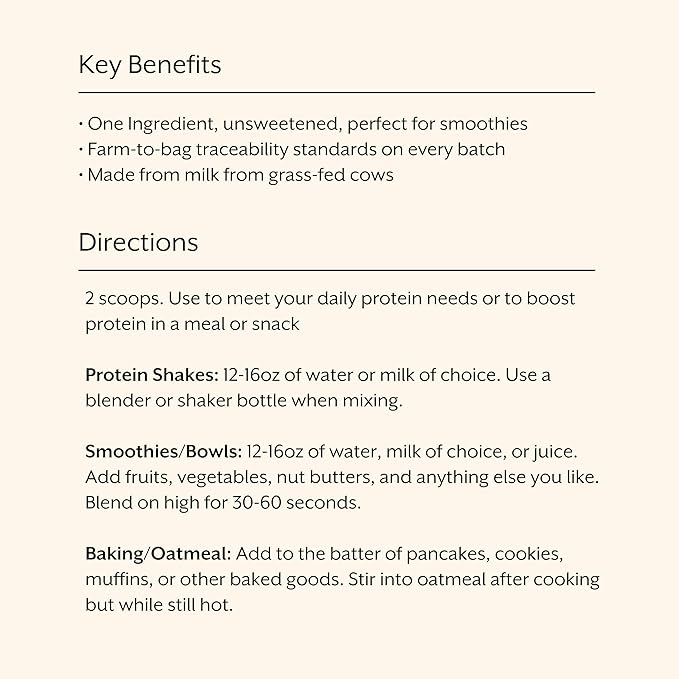 ProMix Nutrition Whey Protein Powder Grass Fed Unsweetened Hormone Free - 25g Protein per Serving Sugar Free Soy Free Unflavored - 32 Servings