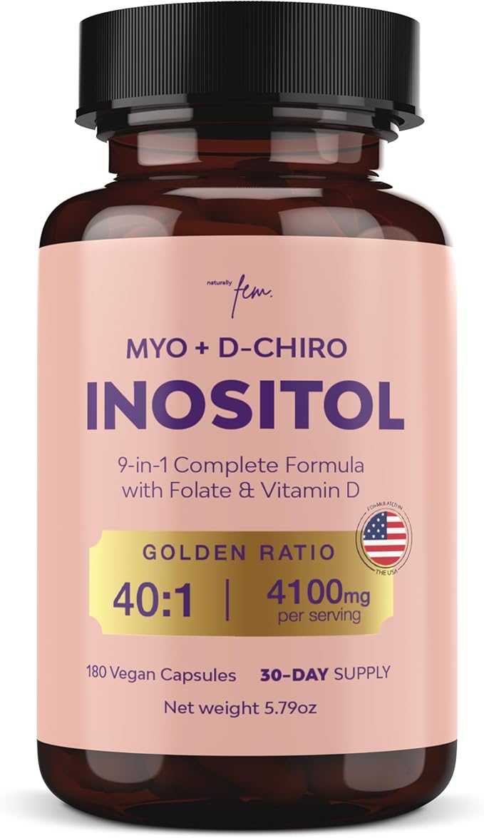 QSTA Myo-Inositol &amp D-Chiro Inositol Supplement for Women 4100mg (40:1 Ratio) – 9-in-1 Hormonal &amp Metabolic Support with Folate Vitamin B6 B12 D3 Zinc &amp Chromium