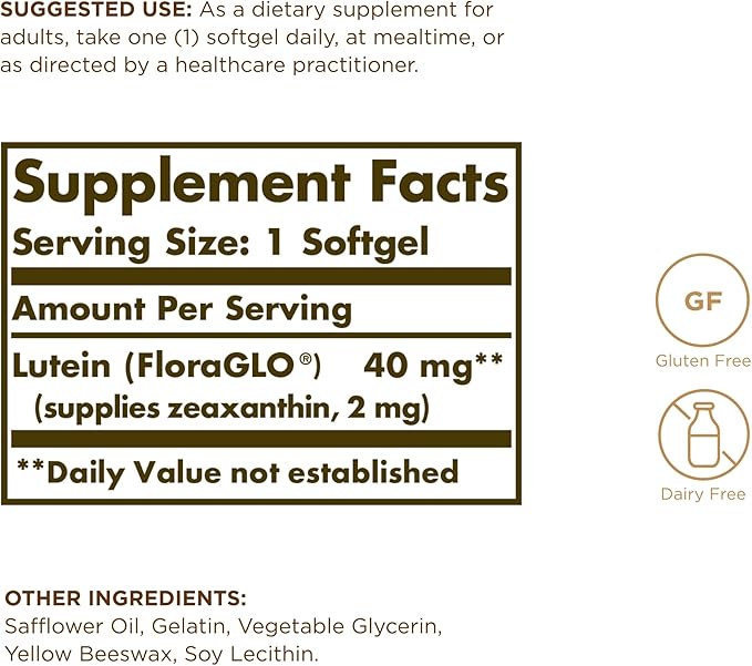Solgar Lutein 40 mg 30 Softgels (Pack of 3) - Supports Eye Health - Helps Filter Out Blue Light - Contains FloraGLO Lutein - Gluten Free Dairy Free - 90 Total Servings